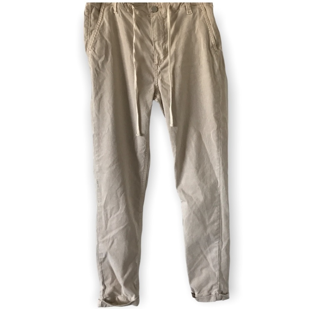 Paige distressed khaki drawstring distressed hem  pants  (P3)